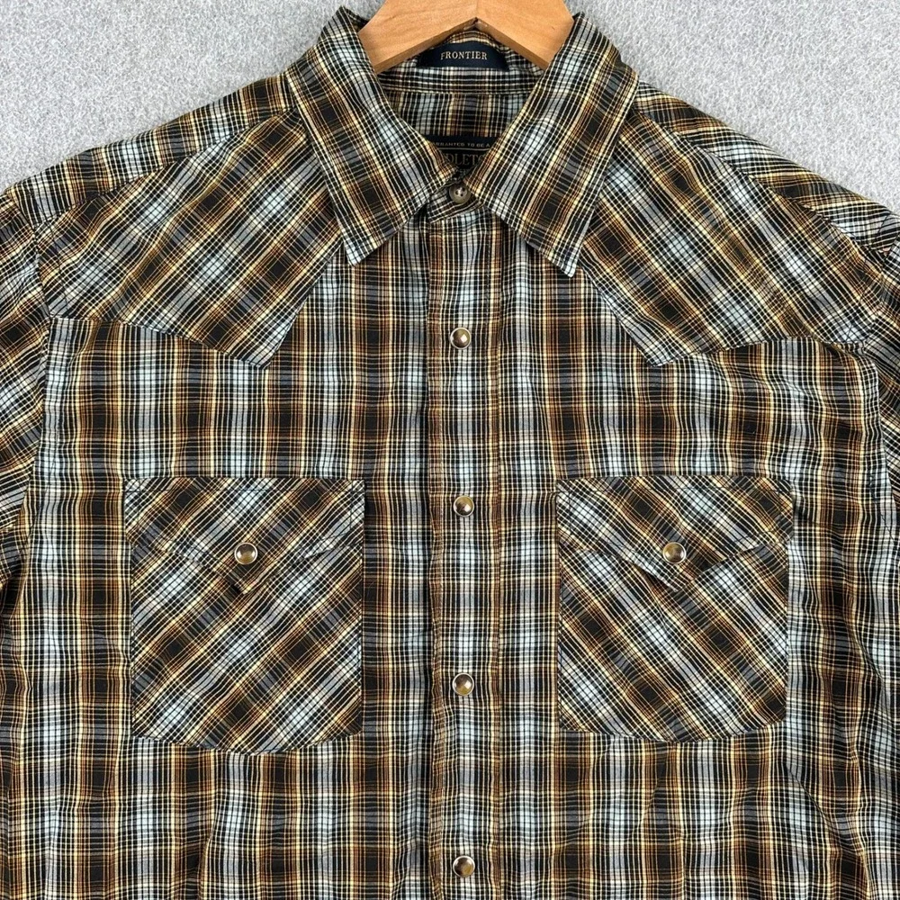 Pendleton Shirt Mens M Brown Frontier Western Pearl‎ Snap Plaid Long Sleeve
